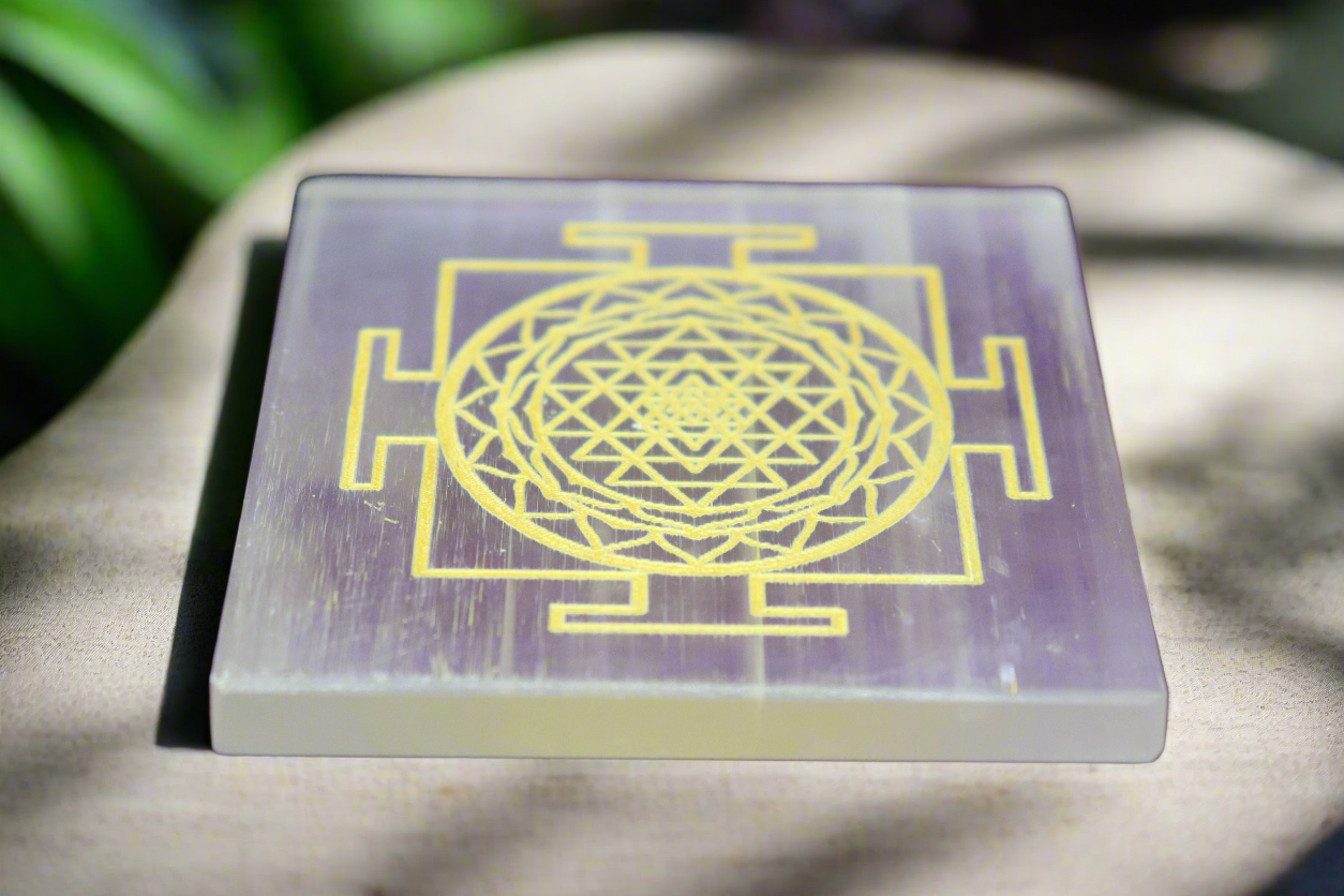 Selenite Charging Plate with Shree Yantra