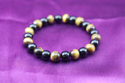 Shield & Strength: Black Tourmaline and Tiger Eye Bracelet