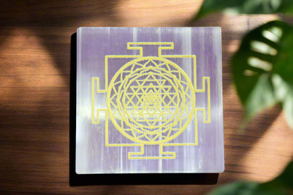 Selenite Charging Plate with Shree Yantra