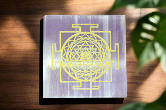 Selenite Charging Plate with Shree Yantra
